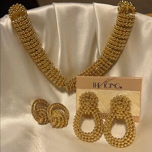 Icing Gold Beaded Necklace and Earrings Set